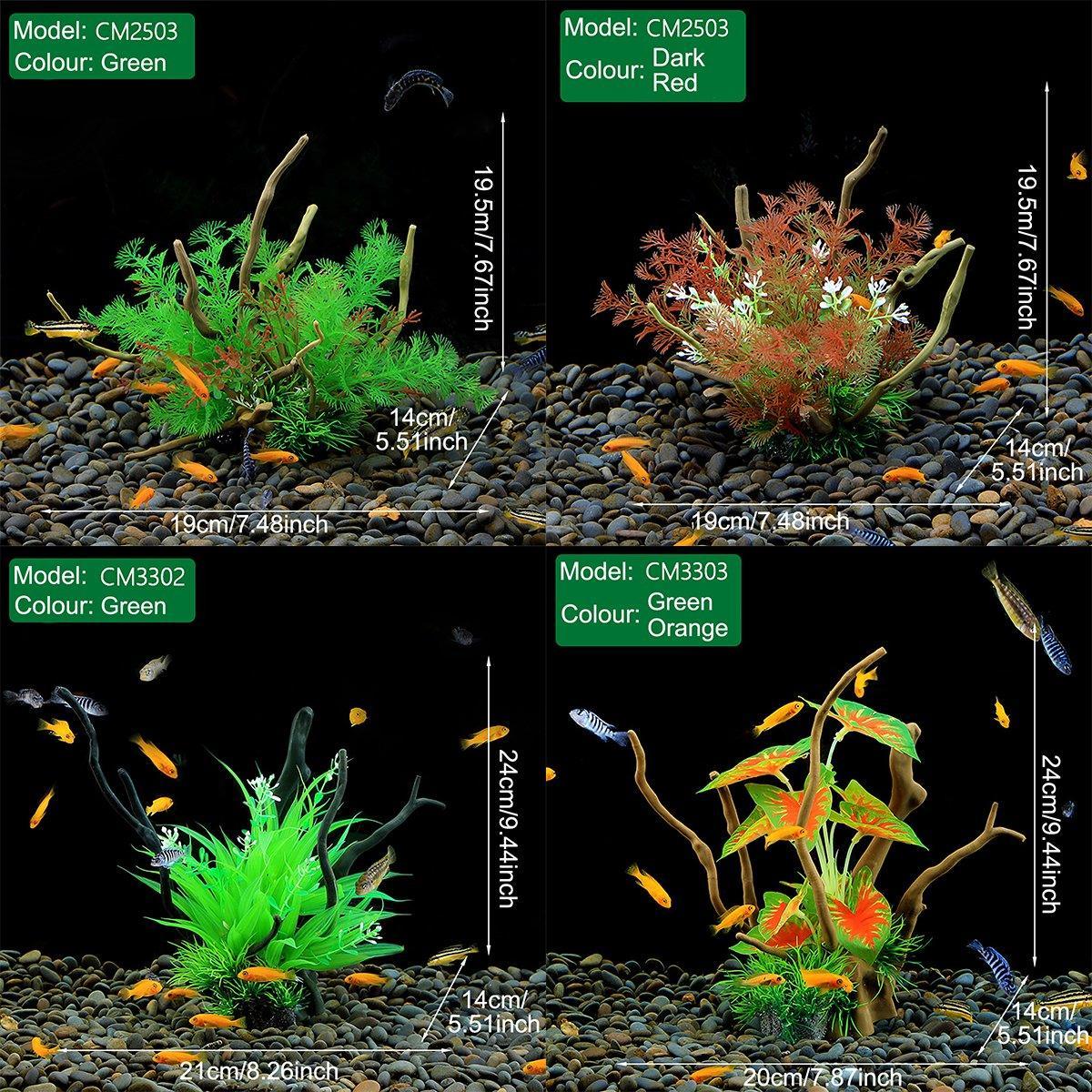 Faux Aquarium Plants Rock Decoration with Simulated Wood & Water Grass
