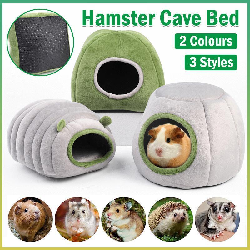 Cozy Plush Hamster House in Grey and Green, designed for small pets like hamsters and chinchillas.