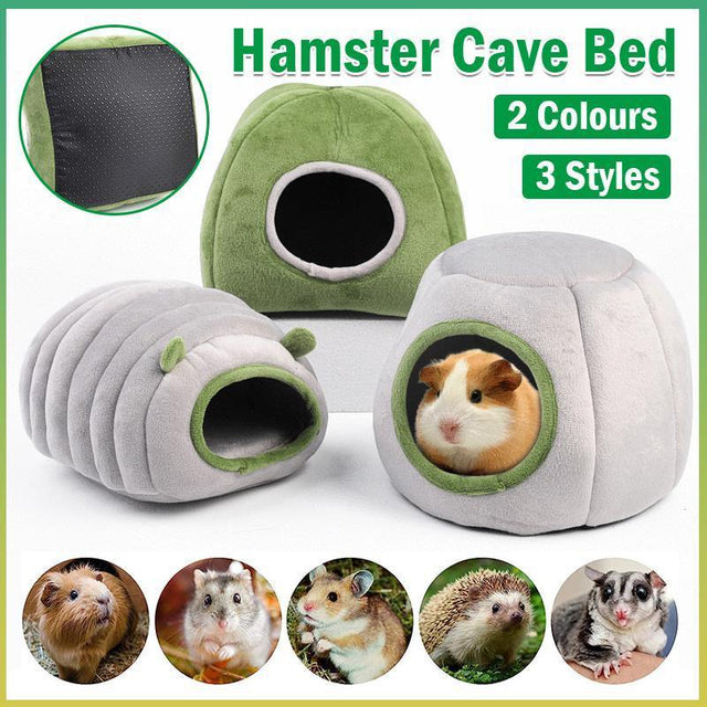 Cozy Plush Hamster House in Grey and Green, designed for small pets like hamsters and chinchillas.