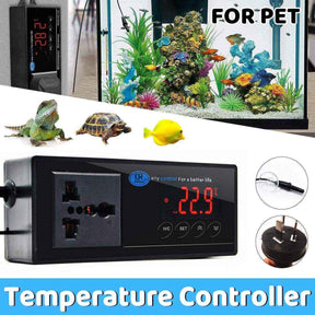 Digital aquarium temperature controller with dual socket and waterproof sensor