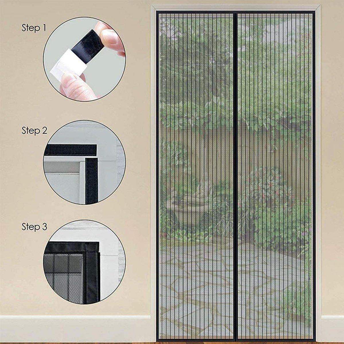 Striped Magnetic Screen Pet Door Curtain Anti Mosquito Mesh Door