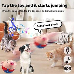 Interactive Jumping Pig Toy for Pets Dogs Cats Fun Animal Bouncing Play Toy