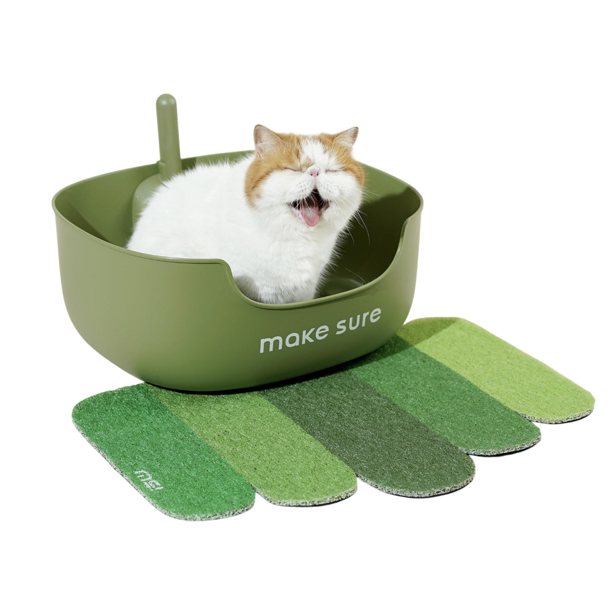 MAKESURE Extra Large Open Cat Litter Box with Scoop and Litter Mat