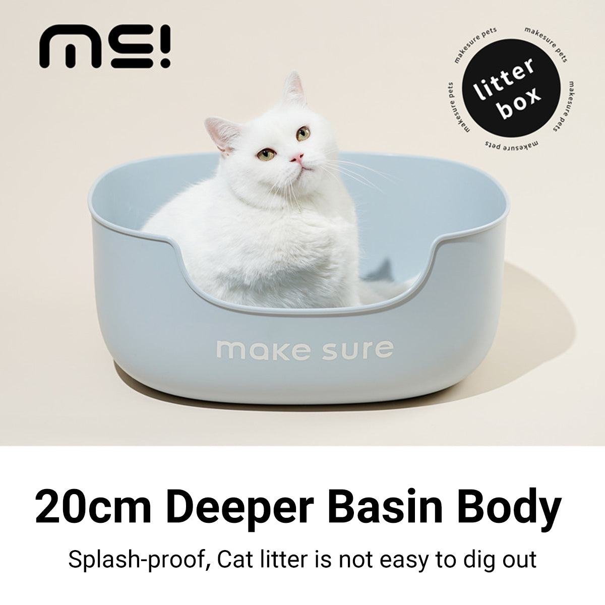 MAKESURE Extra Large Open Cat Litter Box with Scoop and Litter Mat