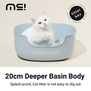 MAKESURE Extra Large Open Cat Litter Box with Scoop and Litter Mat