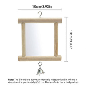 Wooden Bird Mirror Toy with Bell - Image 4