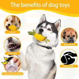 Durable Pineapple Dog Chew Toy Squeaky & Teeth Cleaning Toy