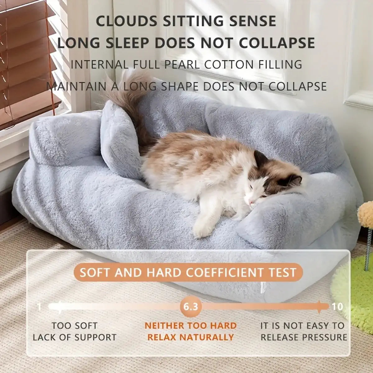 Plush Sofa Cat Bed for Indoor Pets Comfy Nest for Cats & Small Dogs
