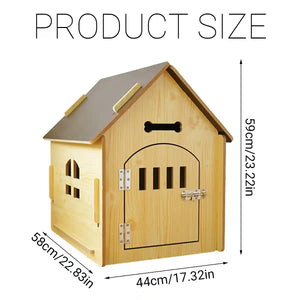 Wooden Pet House Detachable Dog Bed Cat House for Indoor Outdoor Use