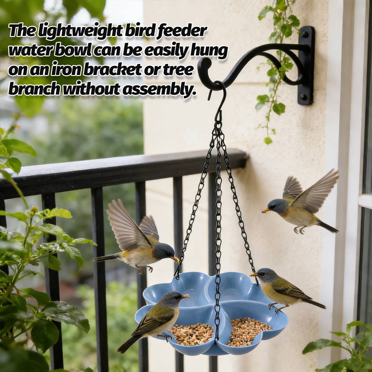 Hanging Bird Feeder Tray With Chain Hook Outdoor Bird Feeding Dish