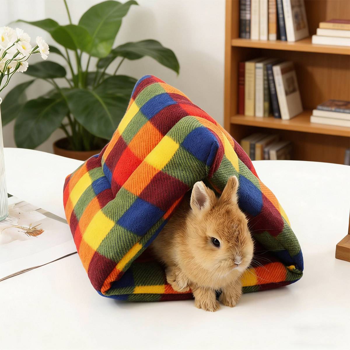 Small Pet Hiding Nest – Fleece Triangle Tent for Rabbits & Guinea Pigs