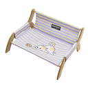 Striped Pet Lounger Bed with Wooden Frame for Small Dogs and Cats