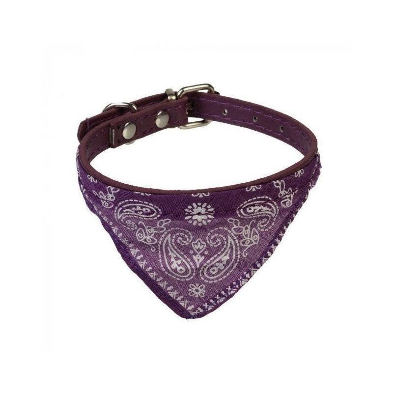 Adjustable Leather Collar with Stylish Dog Bandana Scarf
