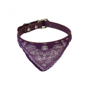 Adjustable Leather Collar with Stylish Dog Bandana Scarf