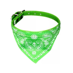 Adjustable Leather Collar with Stylish Dog Bandana Scarf