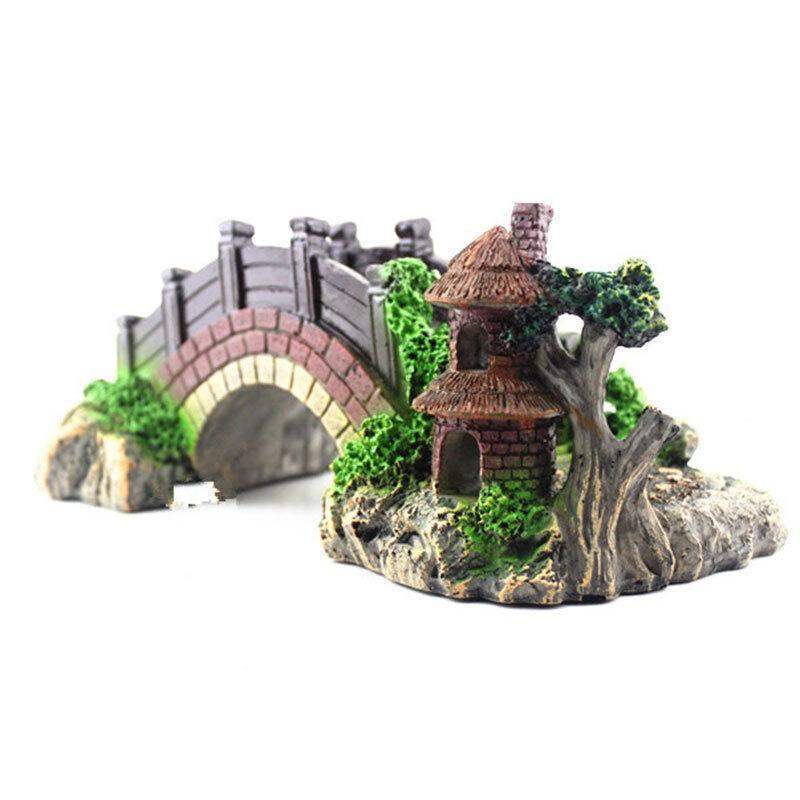 Fish Aquarium Rocks Bridge Decoration Realistic Resin Ornament