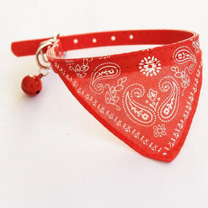 Adjustable Leather Collar with Stylish Dog Bandana Scarf