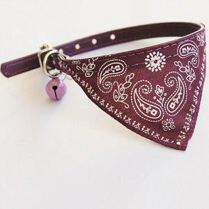 Adjustable Leather Collar with Stylish Dog Bandana Scarf