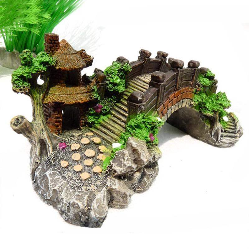 Fish Aquarium Rocks Bridge Decoration Realistic Resin Ornament