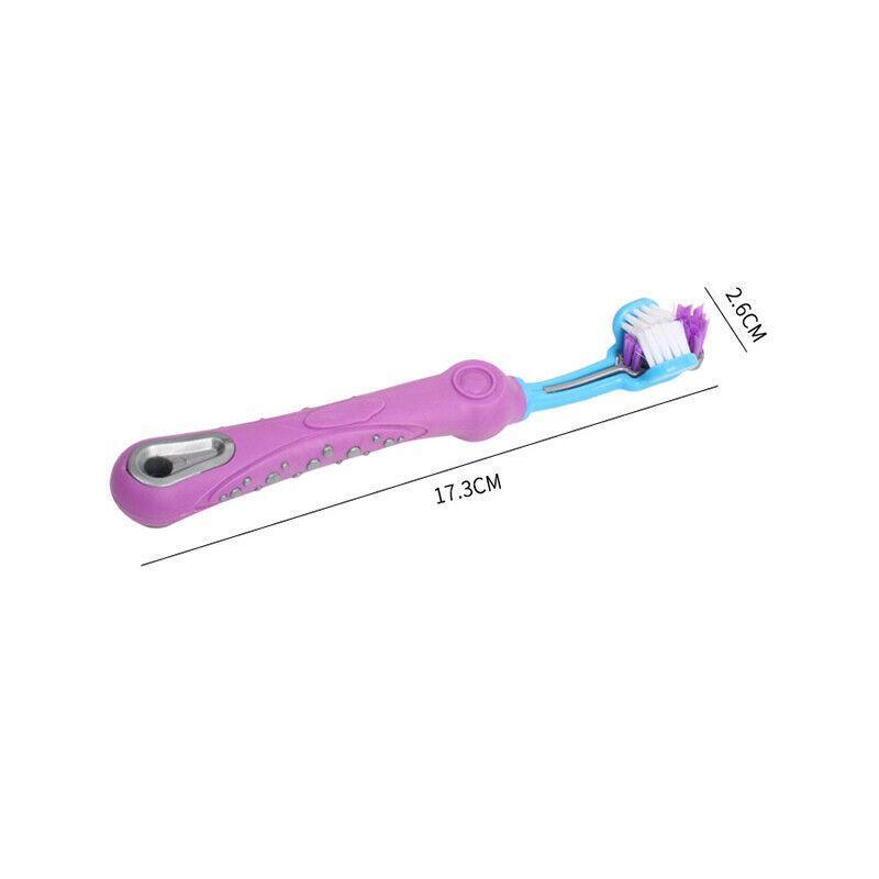 Three-Head Cleaning Tool for Pets with Soft Dog Toothbrush Design