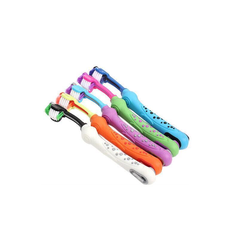 Three-Head Cleaning Tool for Pets with Soft Dog Toothbrush Design