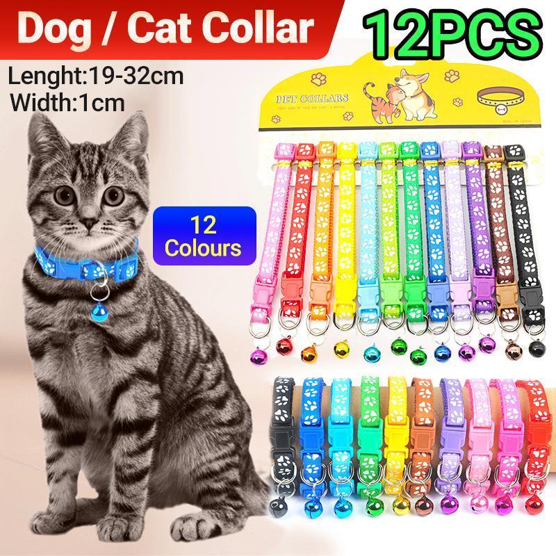 Adjustable Pet Collar Set 12pcs Assorted Puppy ID Collars with Bell
