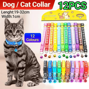 Adjustable Pet Collar Set 12pcs Assorted Puppy ID Collars with Bell