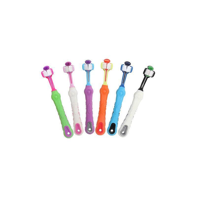 Three-Head Cleaning Tool for Pets with Soft Dog Toothbrush Design